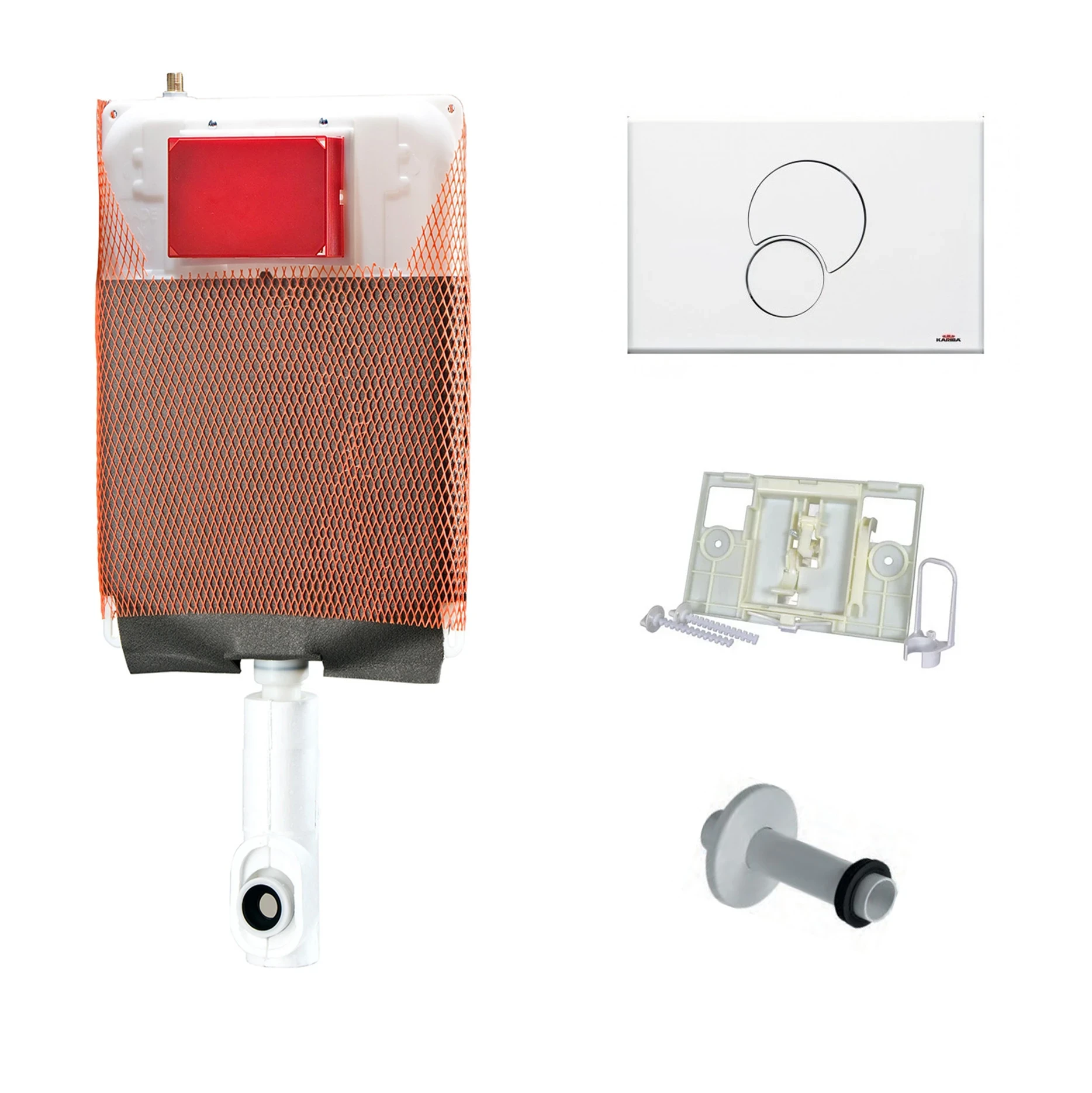 Controplacca Duo Kariba 306010 - Per Cassette Ad Incasso, Completa Di Leveraggio, In PVC Bianco