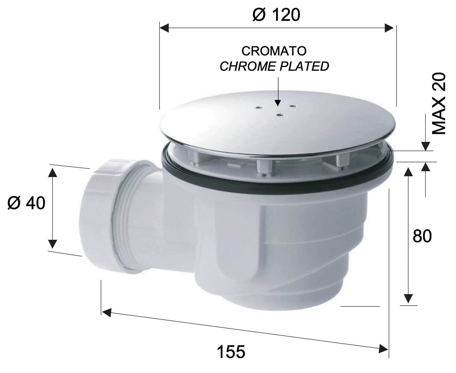 Tappo Vasca Da Bagno Universale Copertura Scarico Doccia 90 Mm/115 - Foto 11