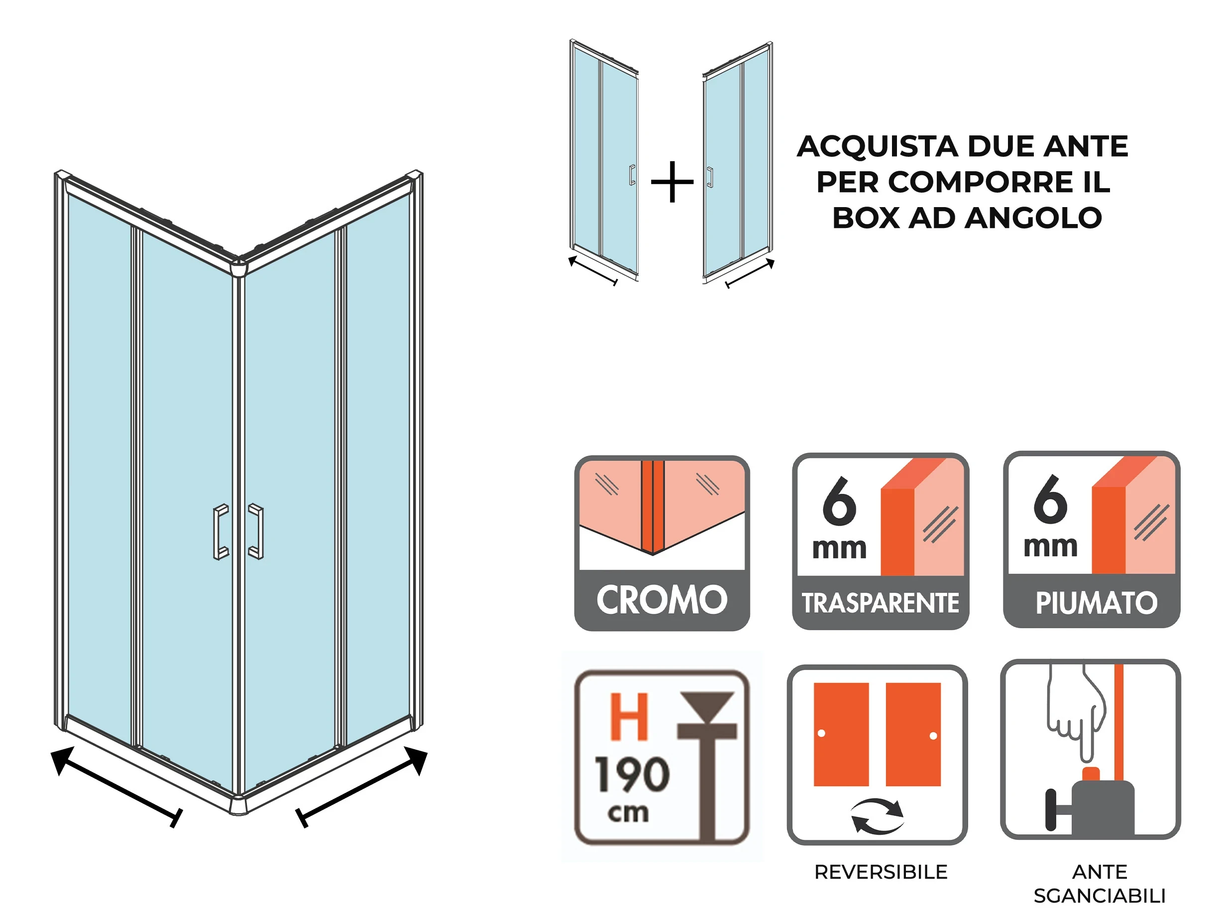 Lato box doccia angolare anta scorrevole Marzia