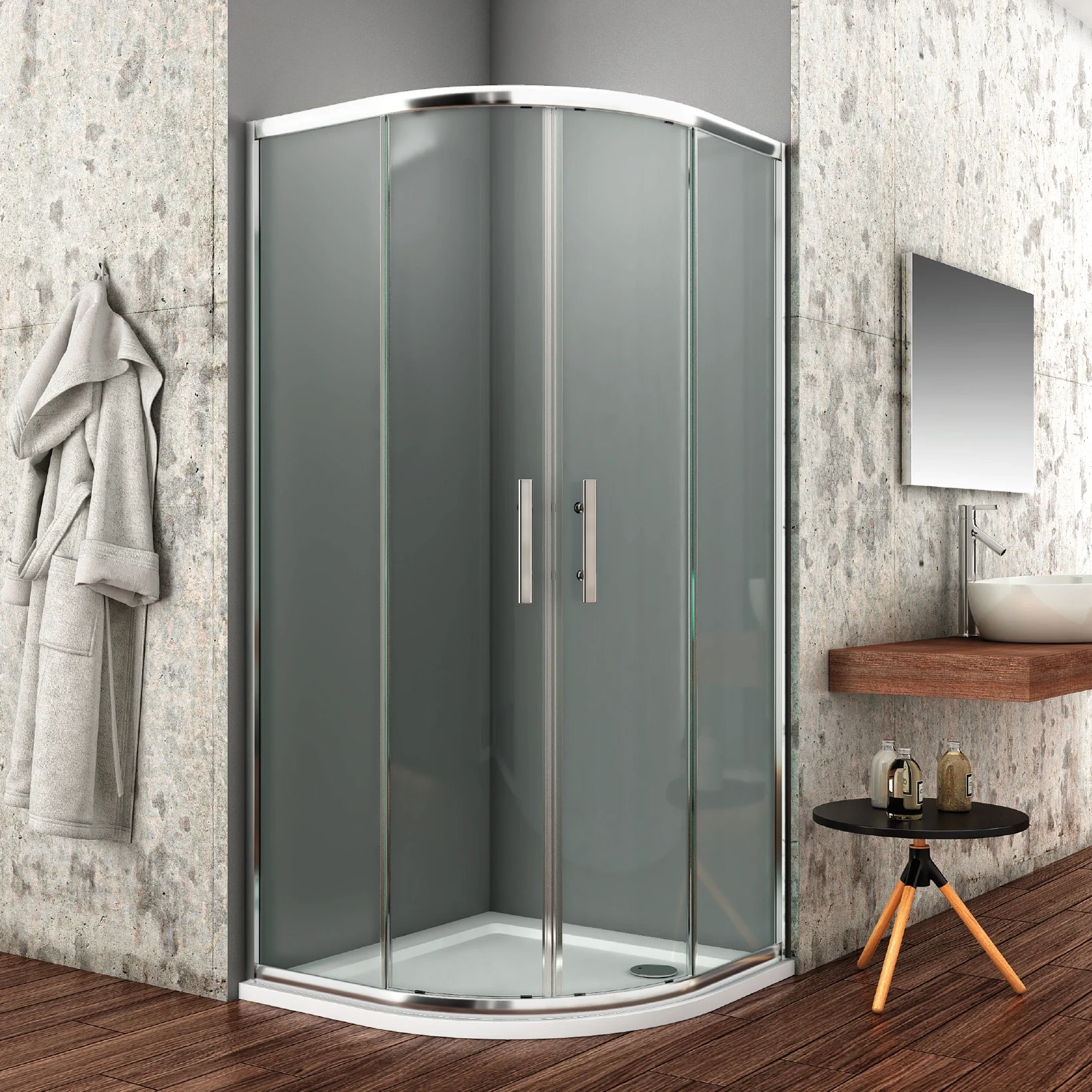 Box doccia semicircolare reversibile ante scorrevoli raggio 55 Marzia - LACUS