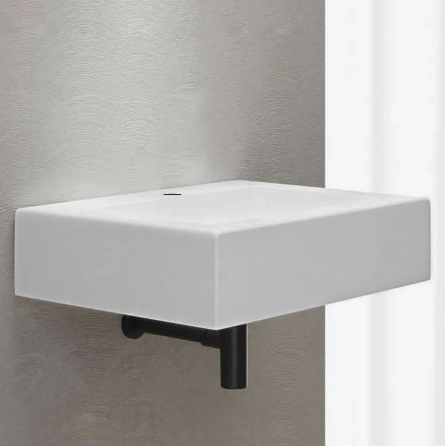 Top lavabo sospeso in mineralmarmo finitura liscia bianco Giada Morini