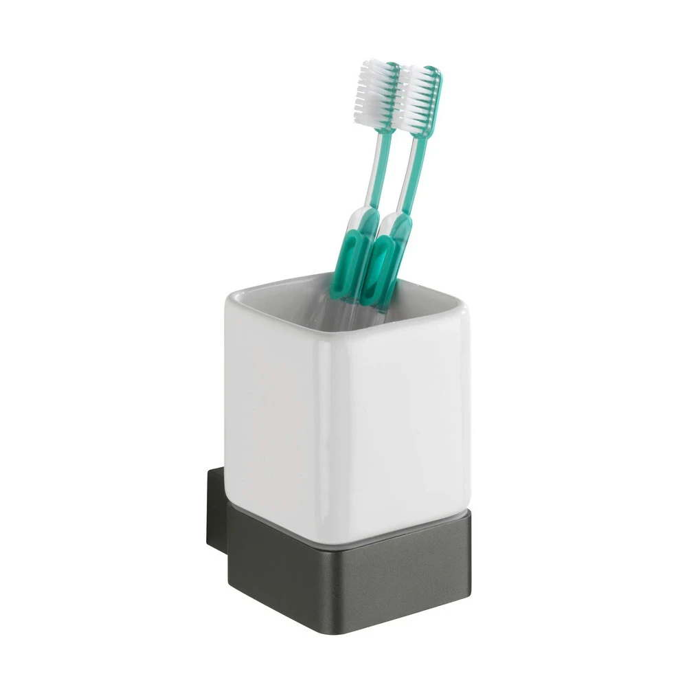 Bicchiere porta spazzolini in alluminio e ceramica Montella Wenko - WENKO