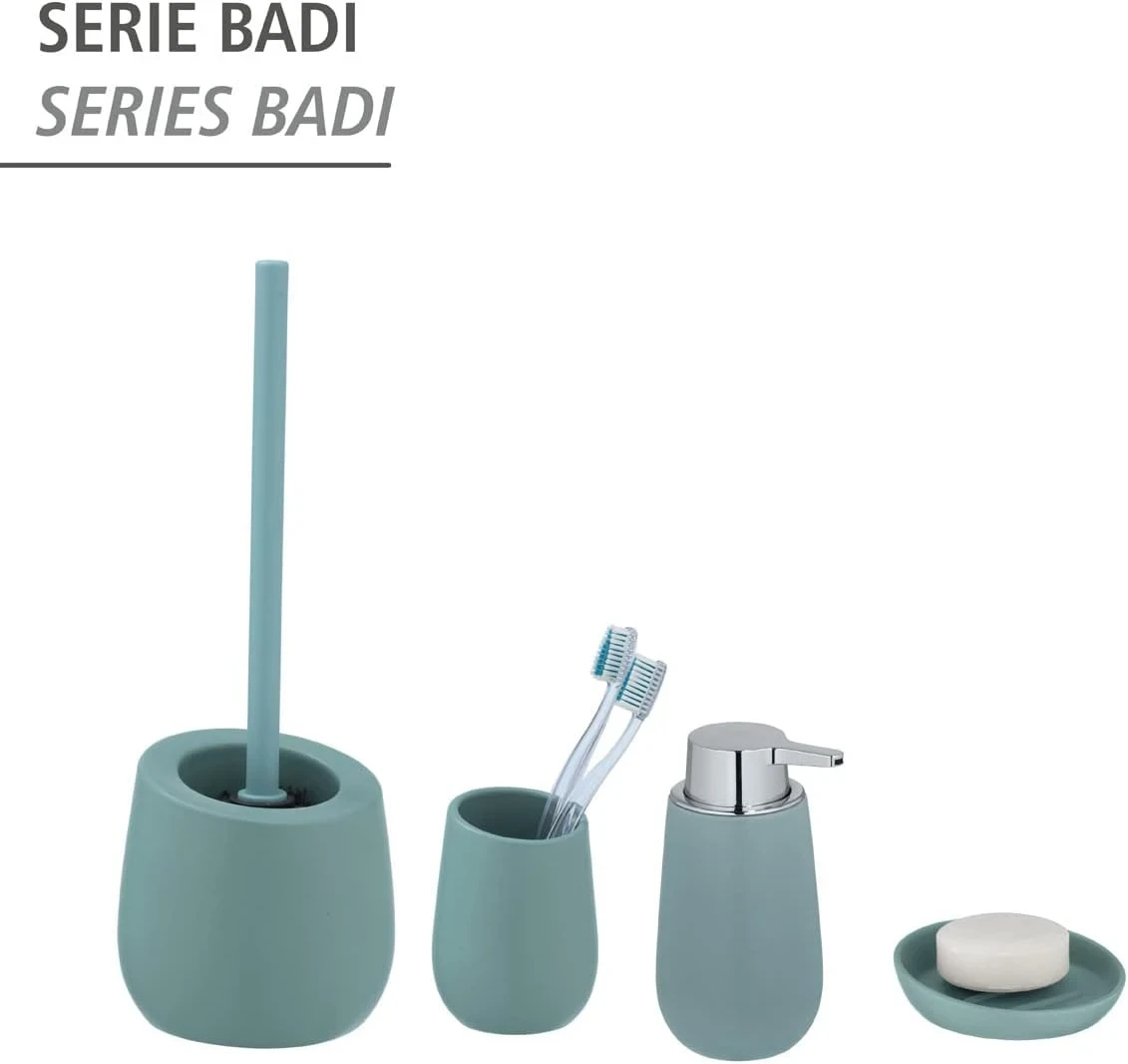 Set 2 Dispenser Sapone In Schiuma, Ceramica Grigio Opaco, 350 Ml. Per Bagno E Cucina, Con Pompa Grande Ed Etichette.