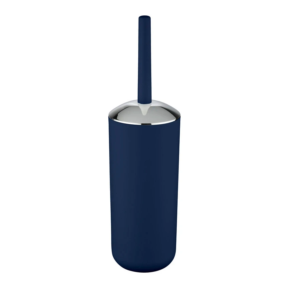 WENKO Turbo-Loc Scopino WC Carpino Porta scopino WC in plastica per fissaggio senza fori su superfici lisce con scopino WC con copertura flessibile, supporto da parete in metallo, nero