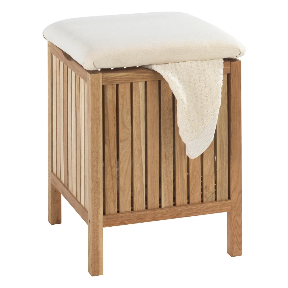WENKO Bahari Guardaroba Da Parete In Bambù - Scaffale Con 2 Cassetti, Ripiano E Asta Appendiabiti (67x30x30 Cm, Grigio/Naturale)