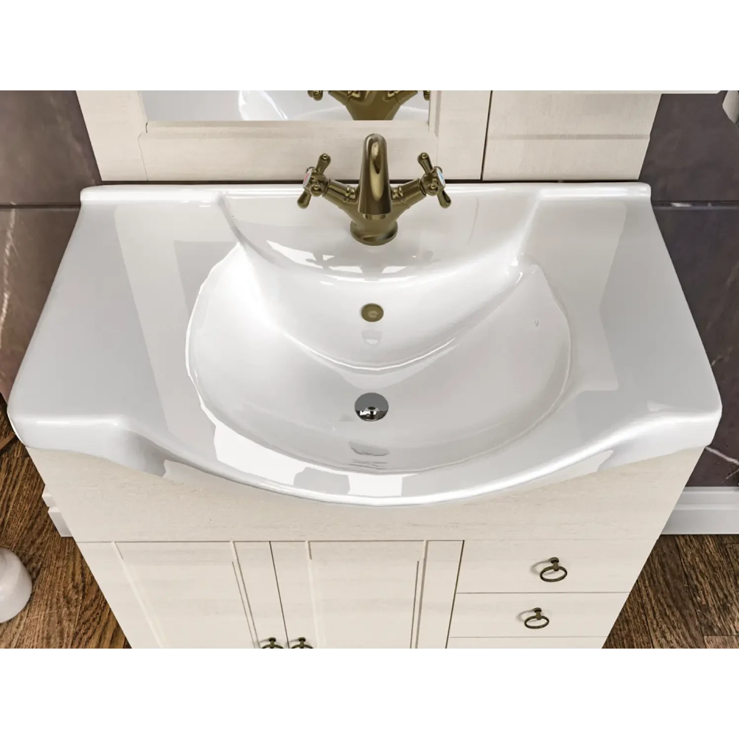 Mobile bagno base a terra da 75 cm con lavabo in ceramica Romantica Savinidue