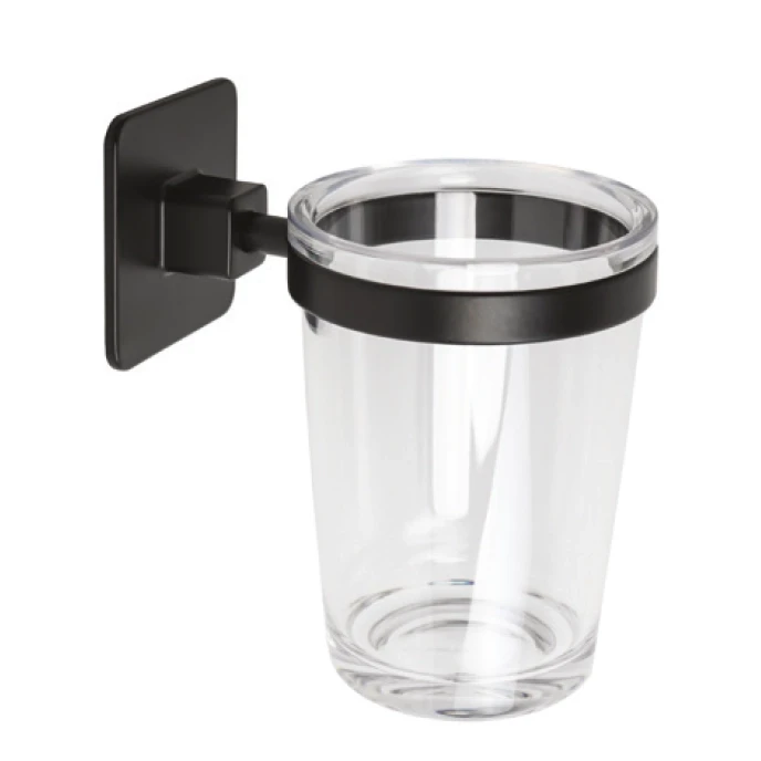 Porta bicchiere per il bagno in acciaio verniciato Cold Wind Black Metaform - METAFO
