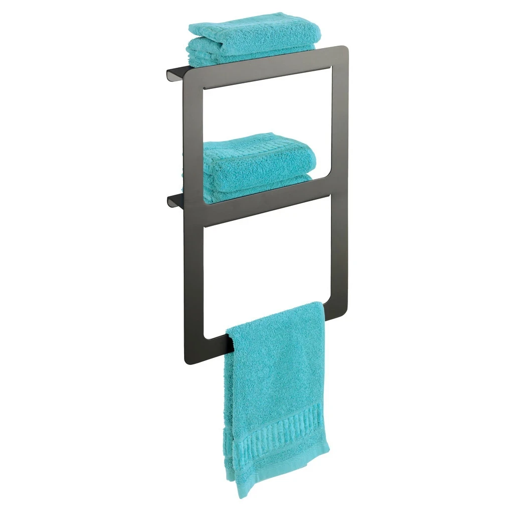 Porta asciugamani a doppio anello in alluminio grigio Montella Wenko - WENKO