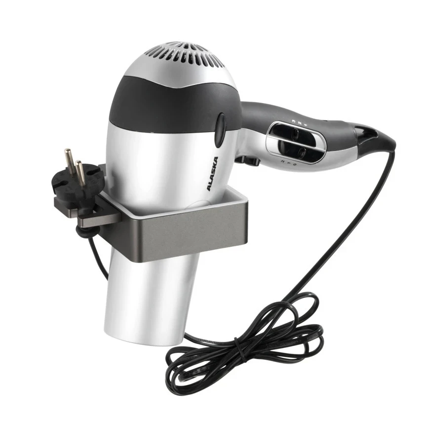 Porta asciugacapelli in alluminio grigio antracite Montella Wenko - WENKO