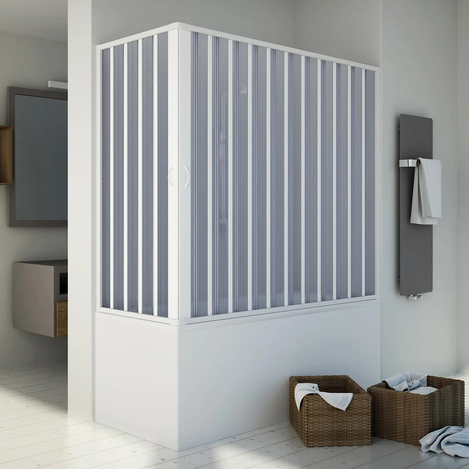 Cabina Doccia Angolare 130 Cm Con Ante Pieghevoli In Acciaio - Design Moderno E Facile Da Montare